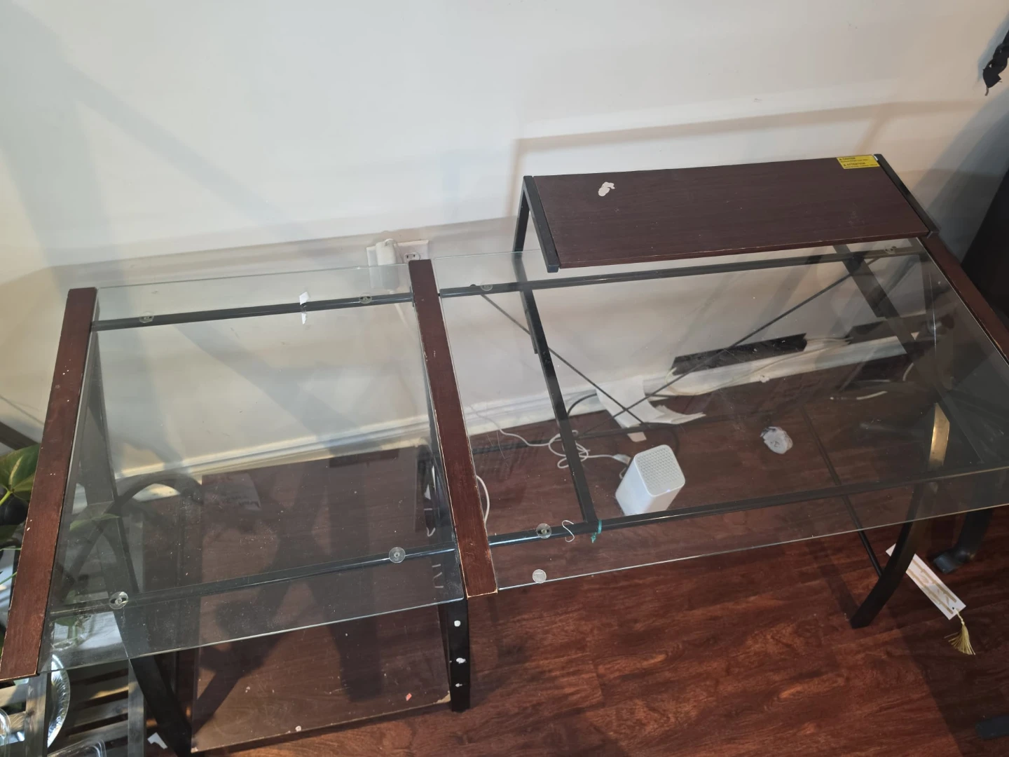 Glass and Wood Desk with Shelf - photo 2