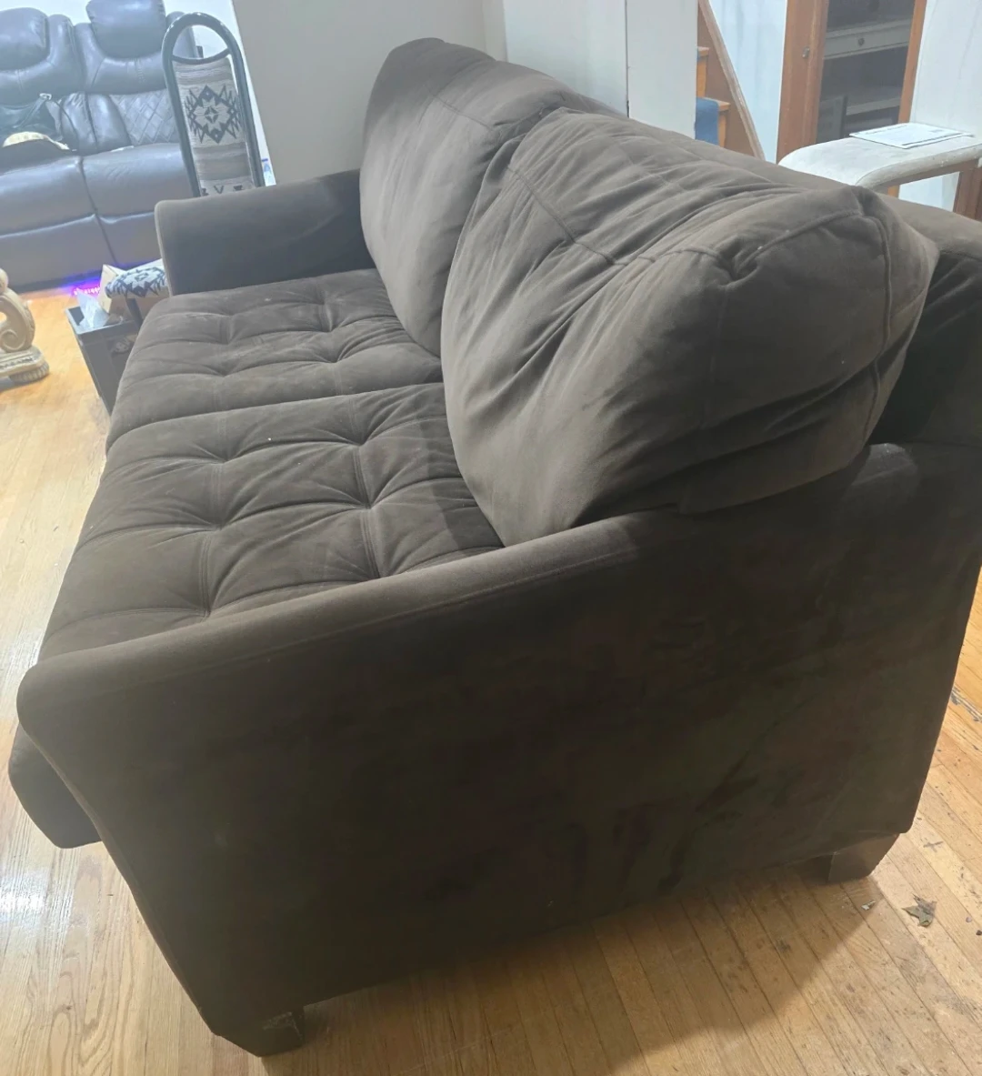 Brown Suede Loveseat Sofa