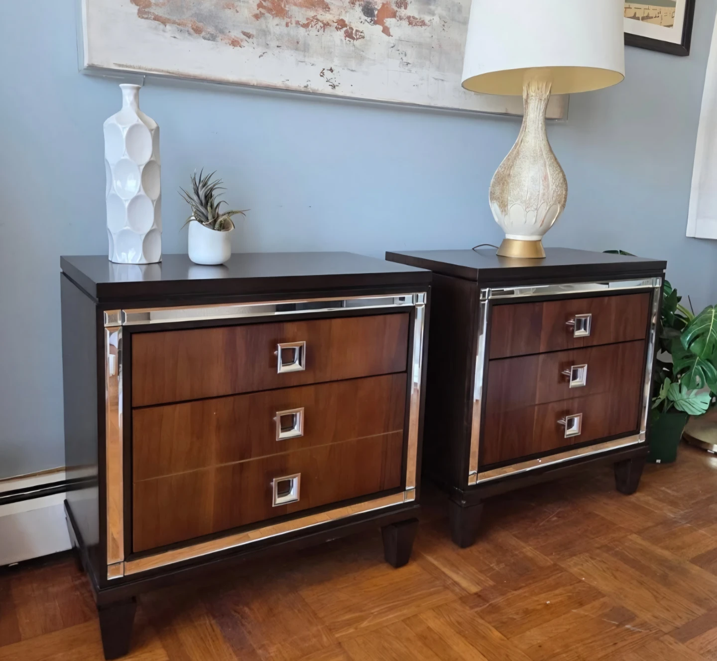 Matching Pair of Modern Three Drawer Nightstands - photo 2