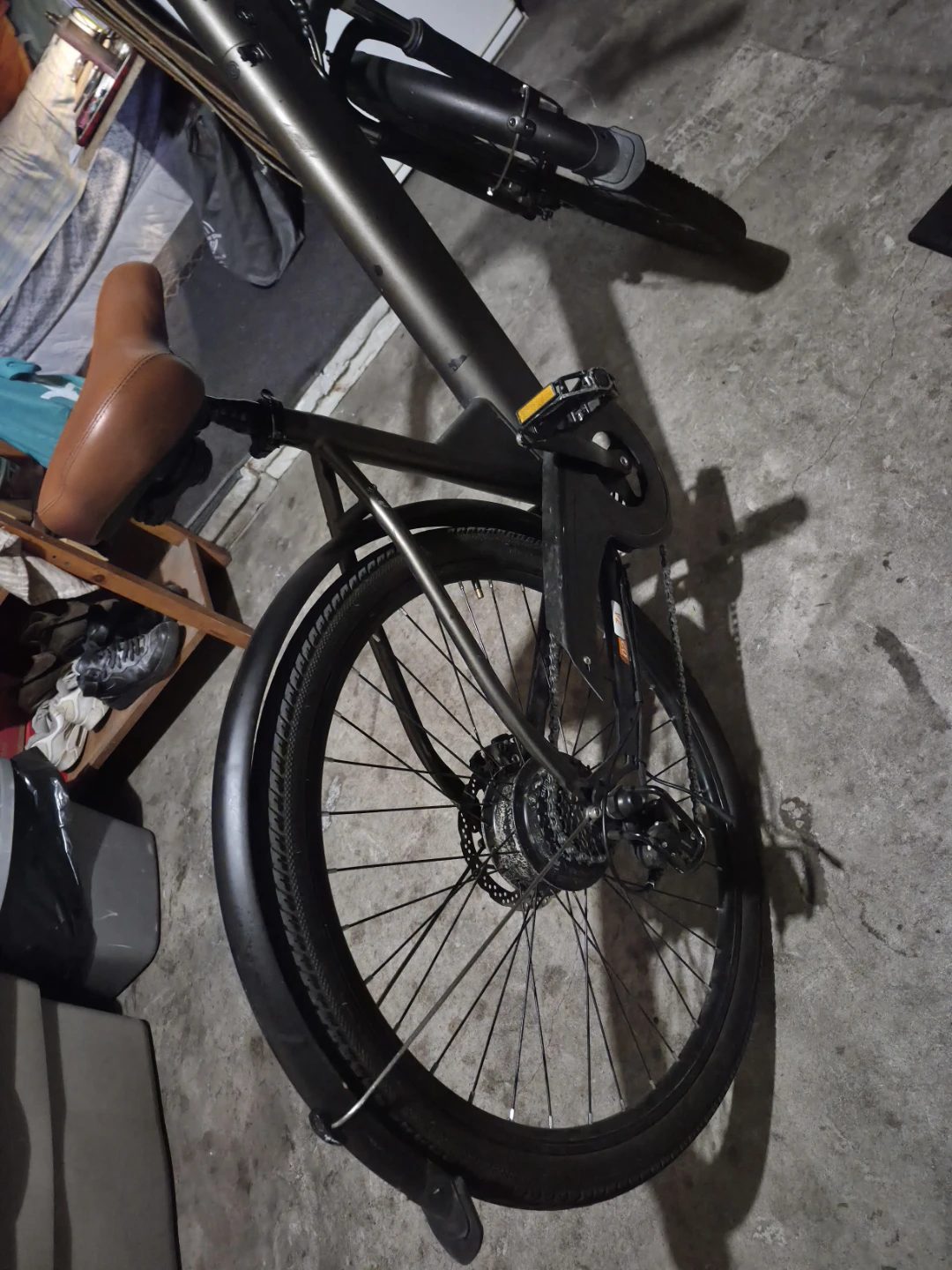 Grey Electric Bicycle with Brown Seat - photo 2