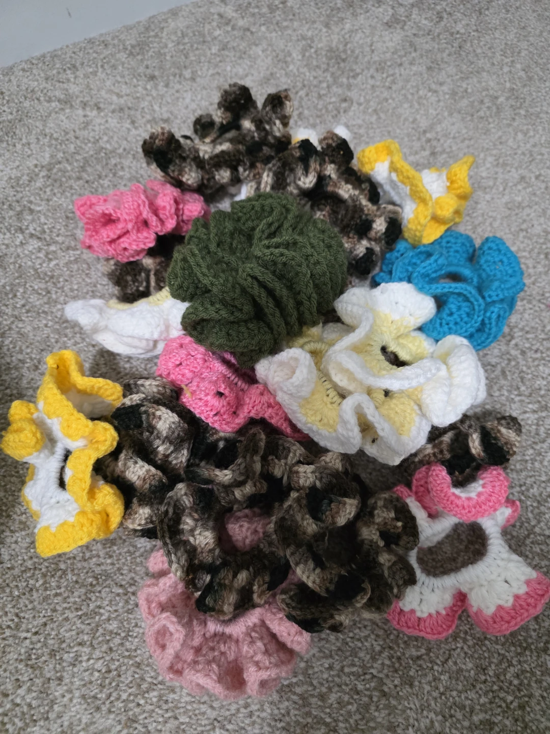 Beautiful multicolored handmade crocheted hair scrunchies. - photo 2