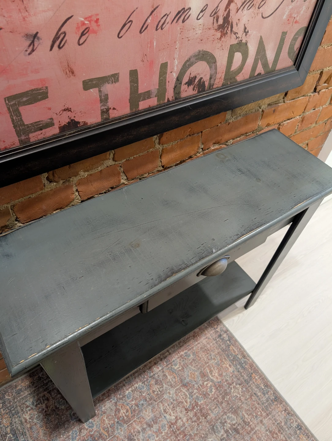 Solid wood Rustic Console Table with Drawer - photo 4