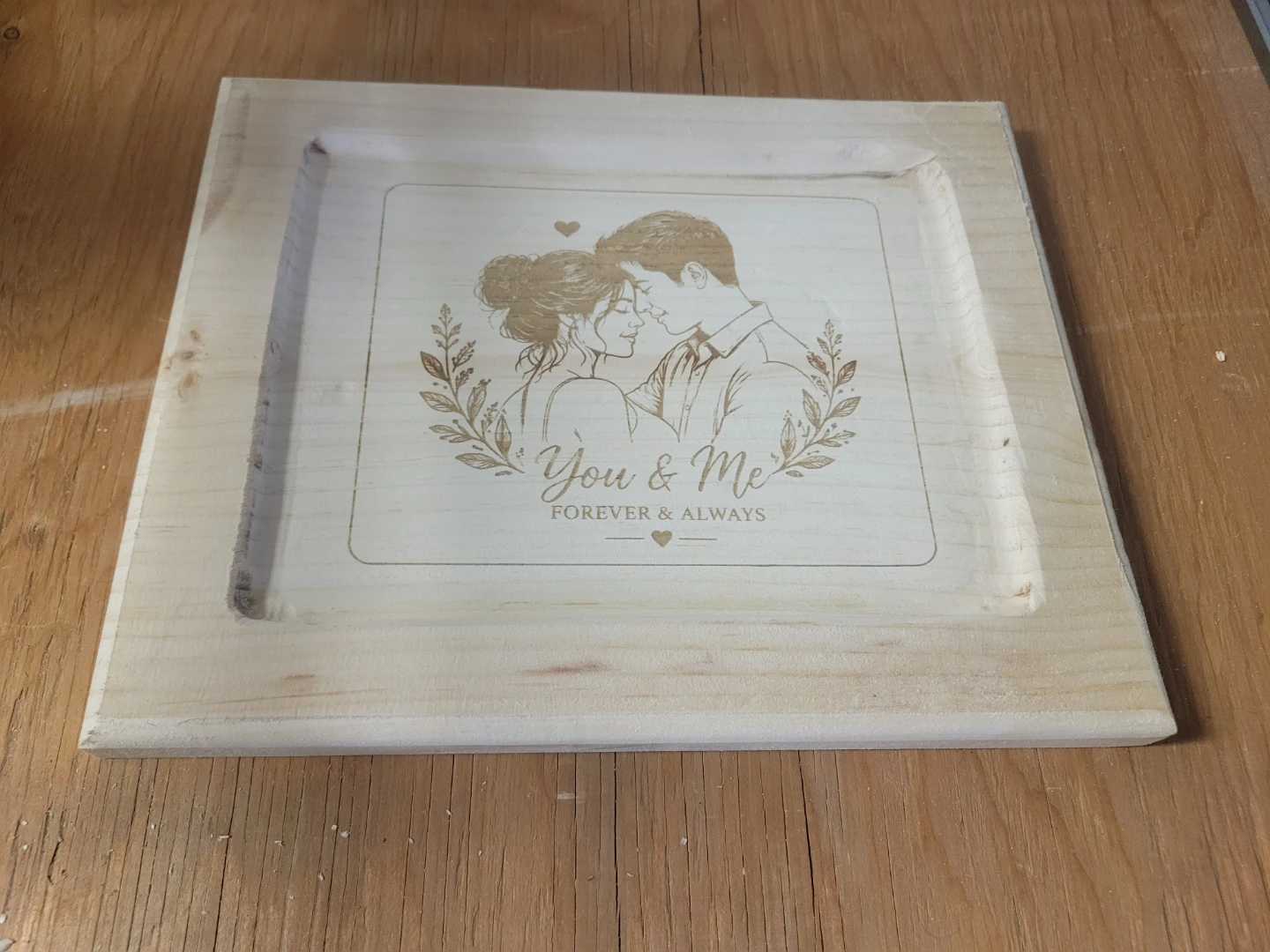 Engraved You and Me Wooden Plaque