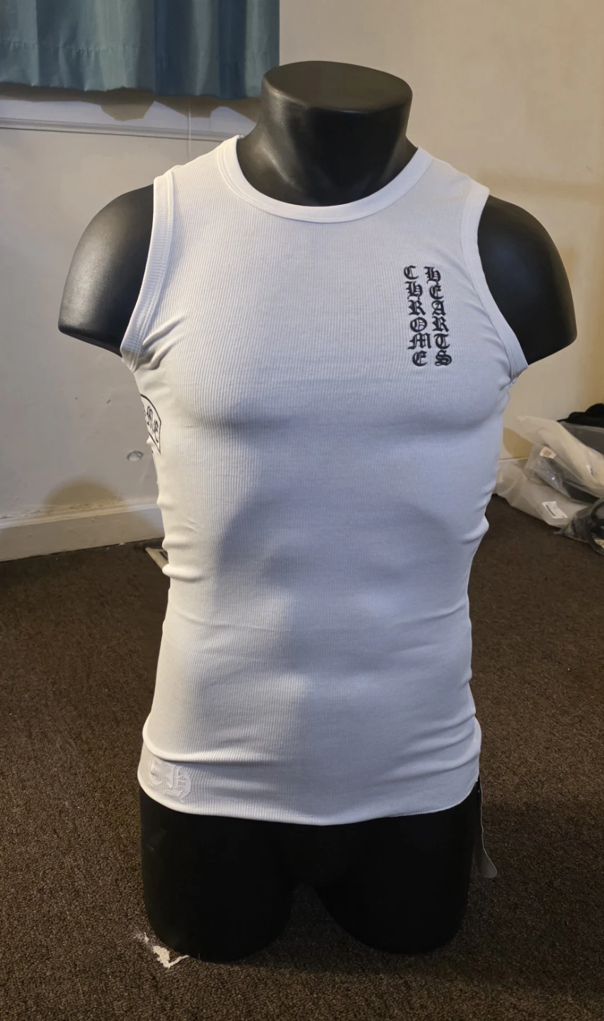 Chrome Hearts White Ribbed Tank Top