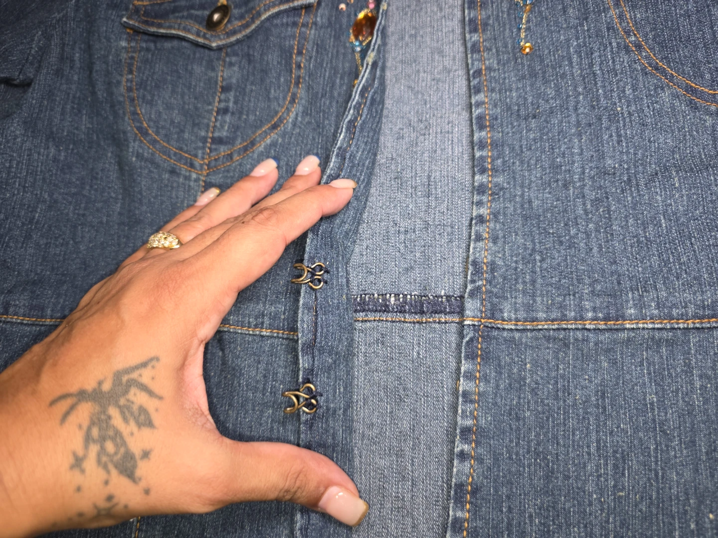 Denim jacket with rhinestones and embroidery size 16W - photo 2