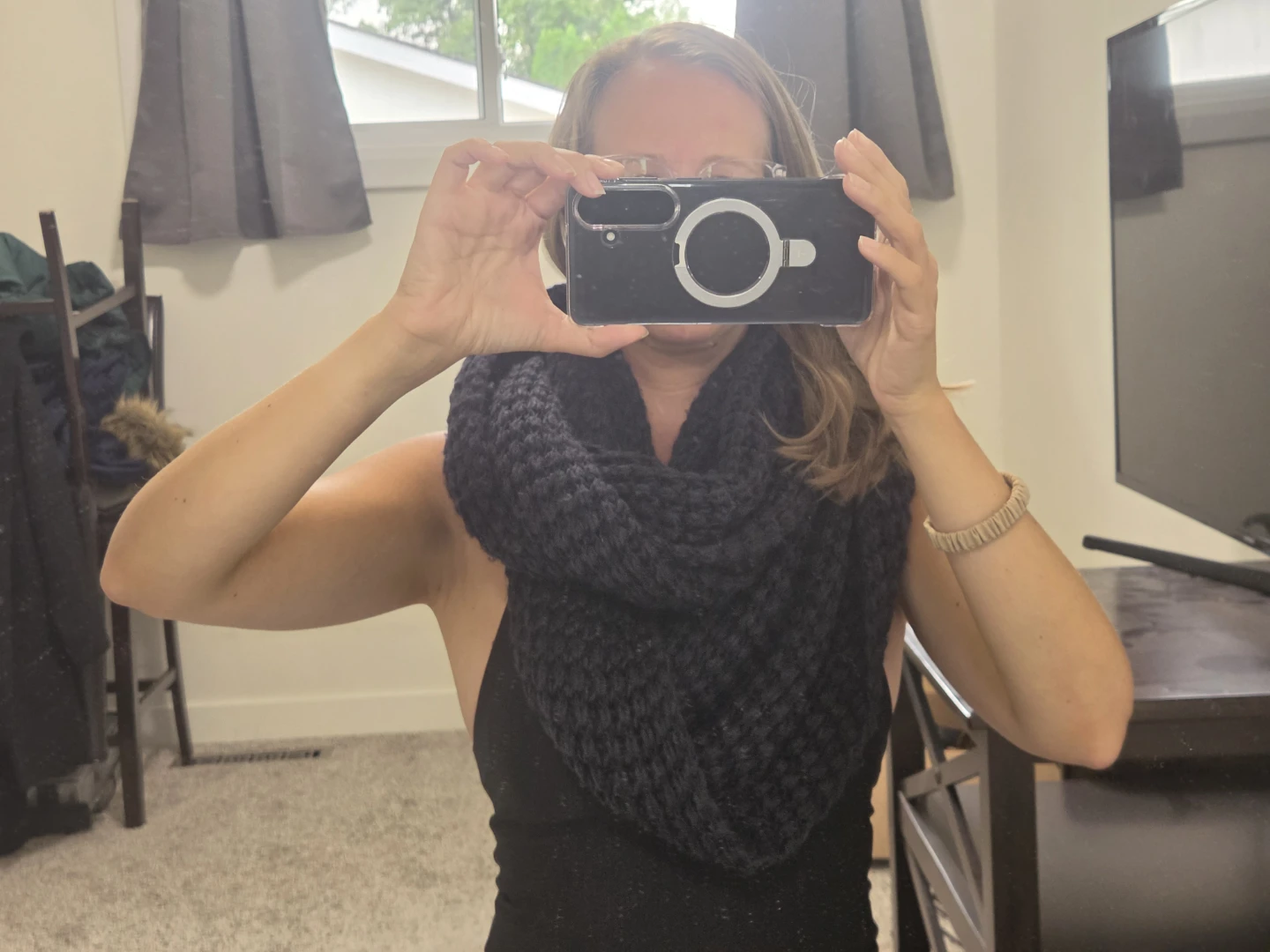 ALDO Black Knit Infinity Scarf O/S