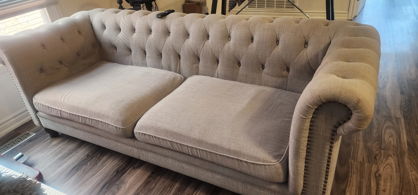 Light Grey Tufted Sofa (2 available) - photo 2