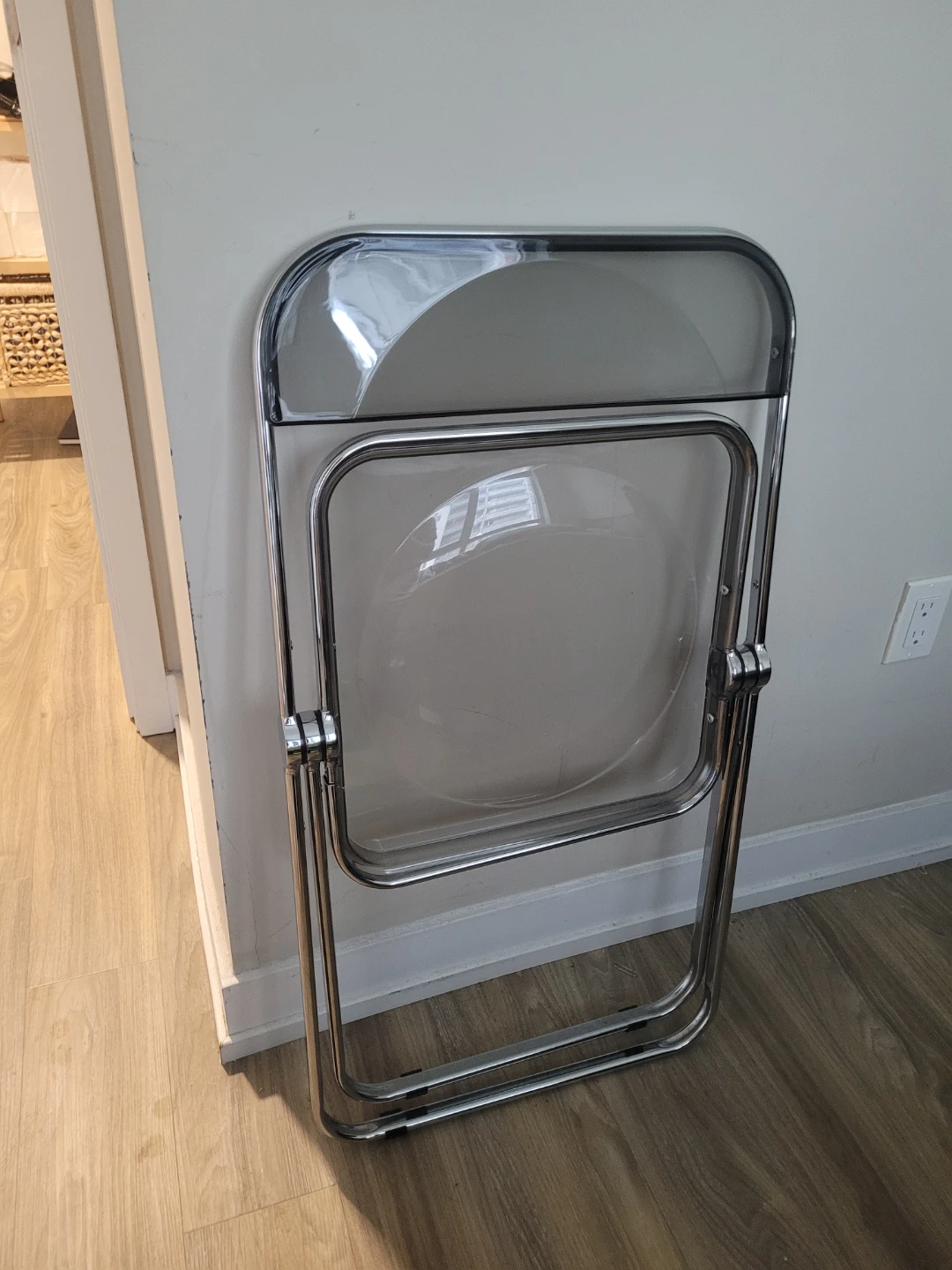Clear Folding Chair with Chrome Frame - photo 2