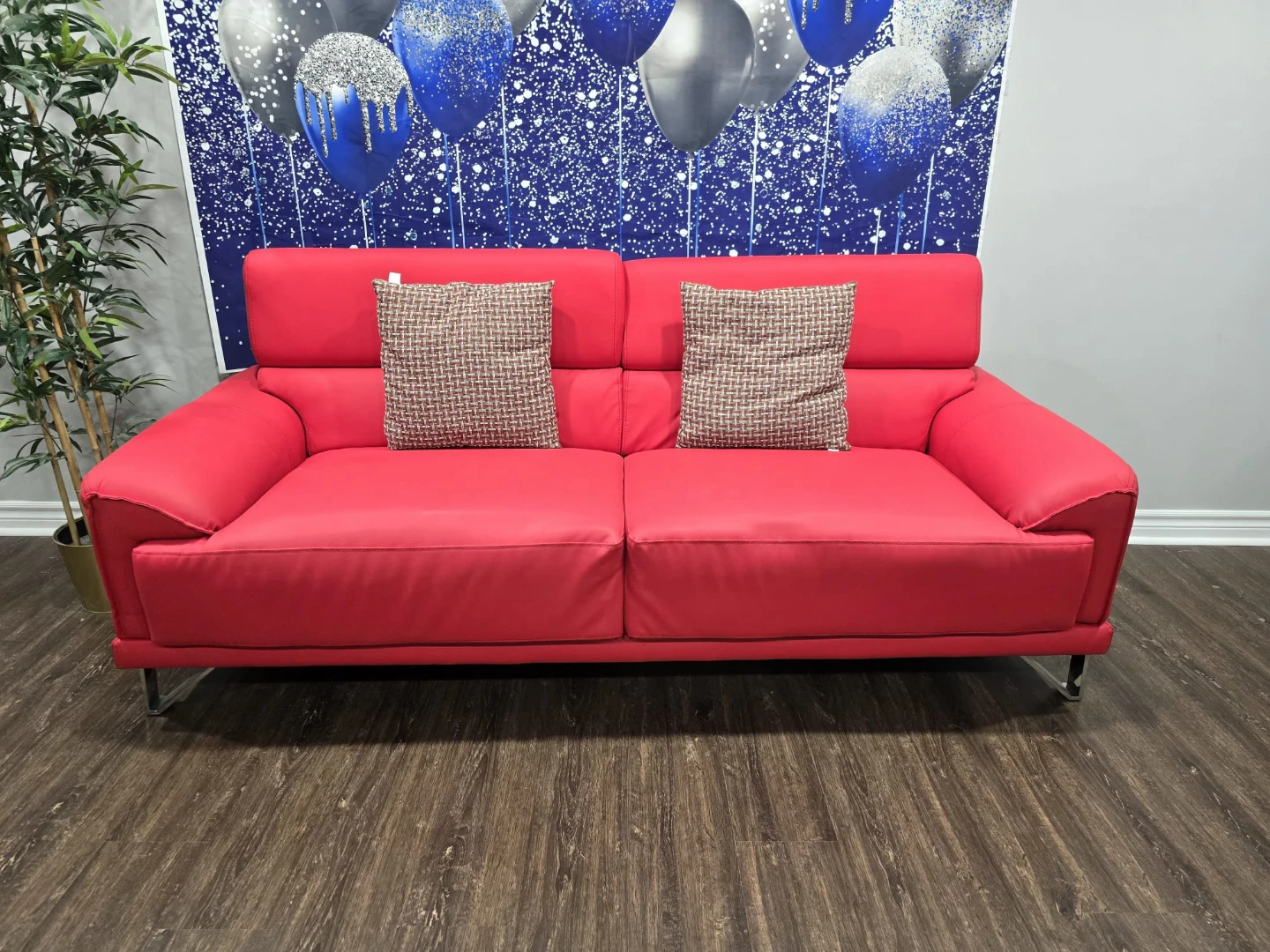 Moving sale. Red Sofa set. Love seat and 3 seater only. - photo 2