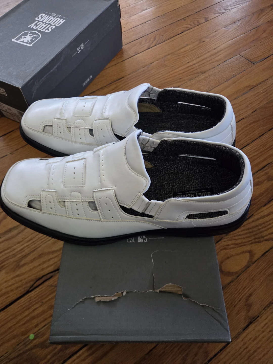 Stacy Adams White Leather Fisherman Sandals Men's Size 10 - photo 2