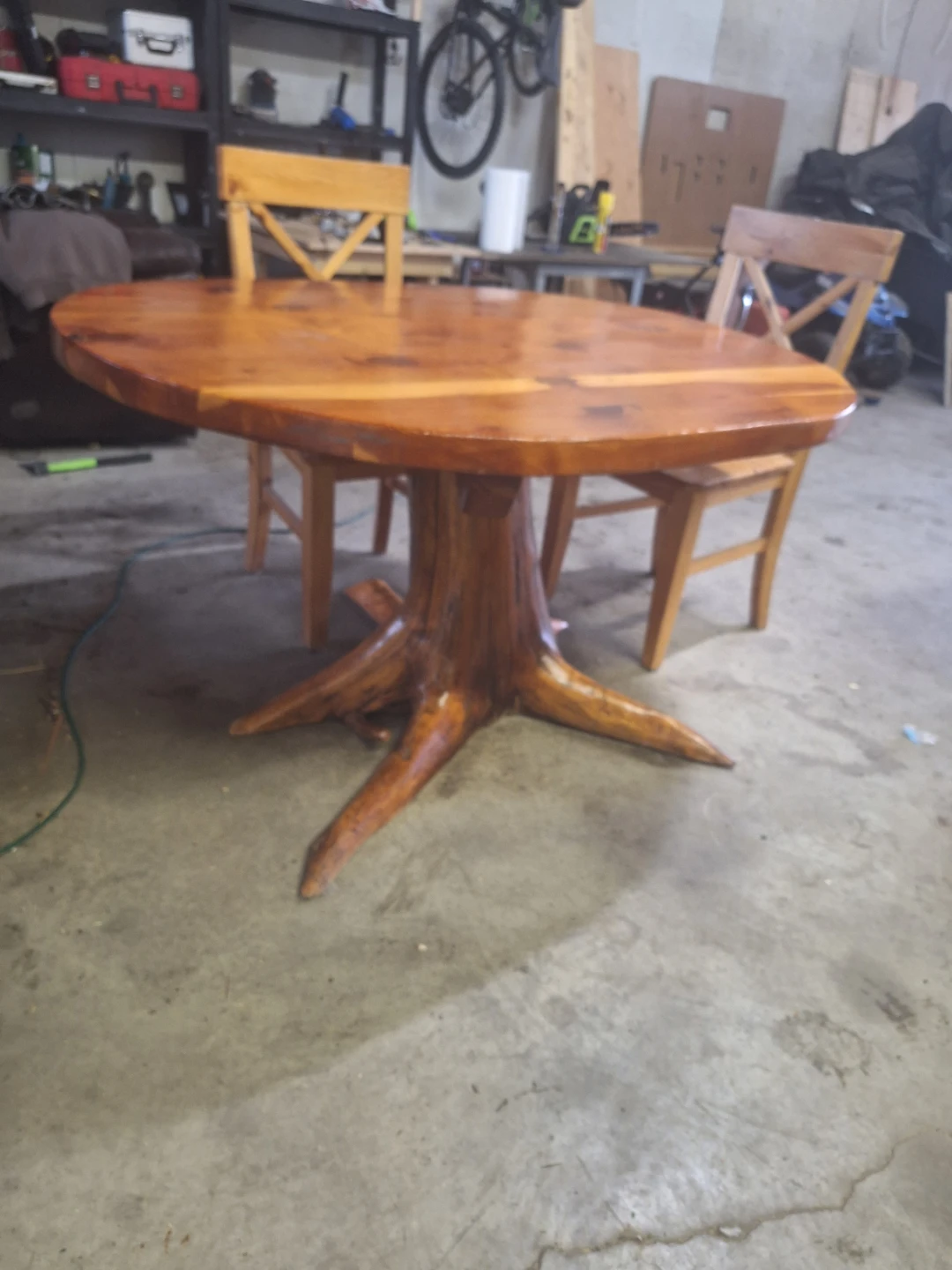 Log Dining Table with 2 Chairs