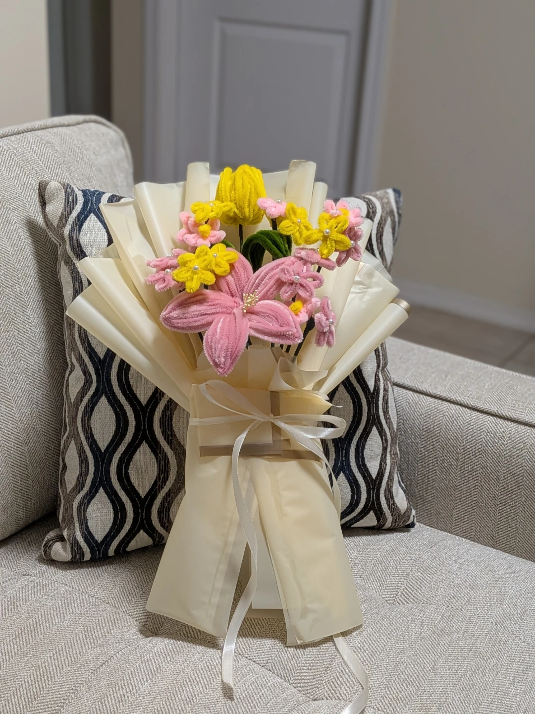 Nush customized Pipe Cleaner Flower Bouquet - Pink, Yellow - photo 5