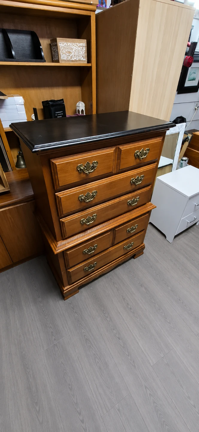 Wooden Dresser with Black Top