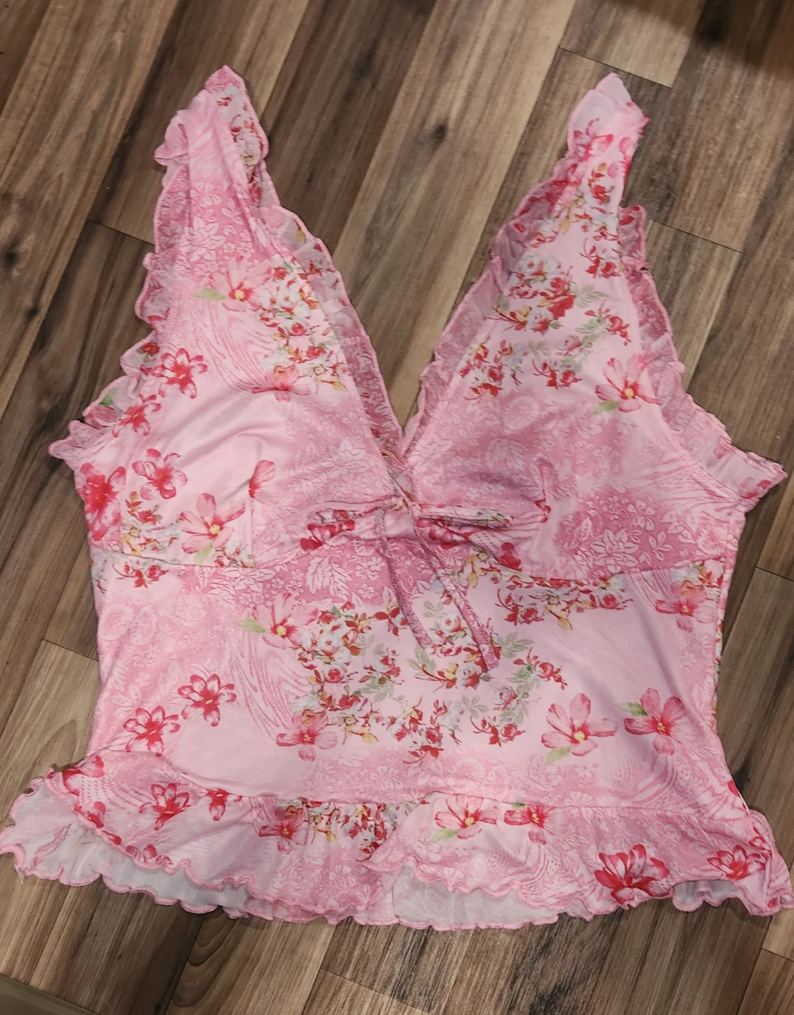WDIRARA Pink Floral Ruffle Tank Top - photo 5