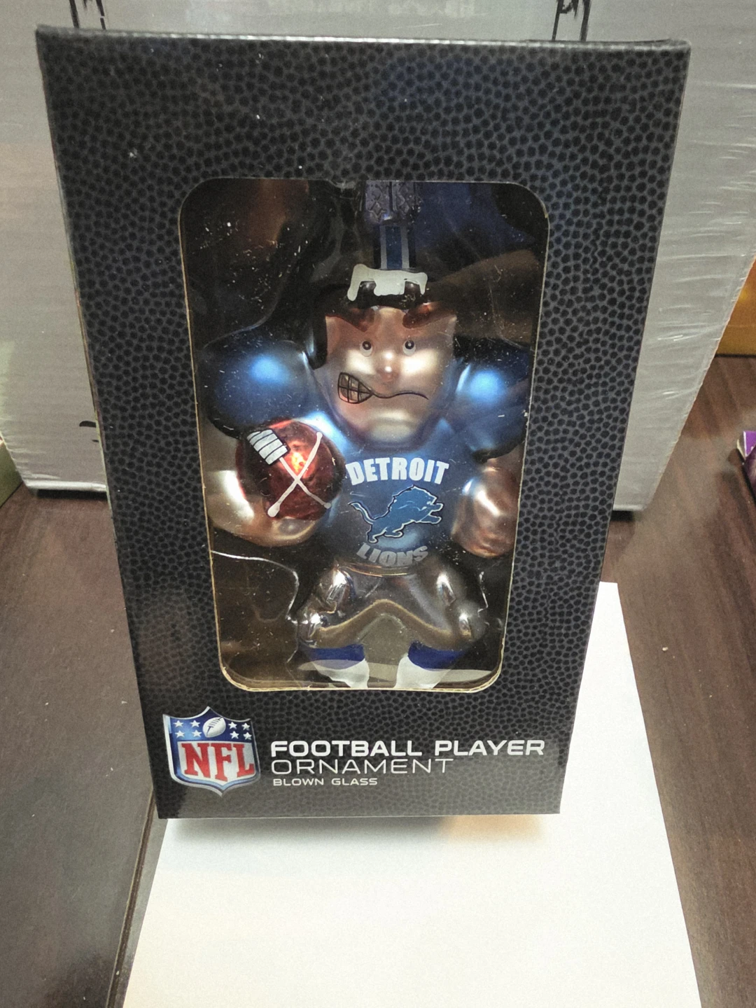 NFL Detroit Lions Football Player Blown Glass Ornament - photo 2