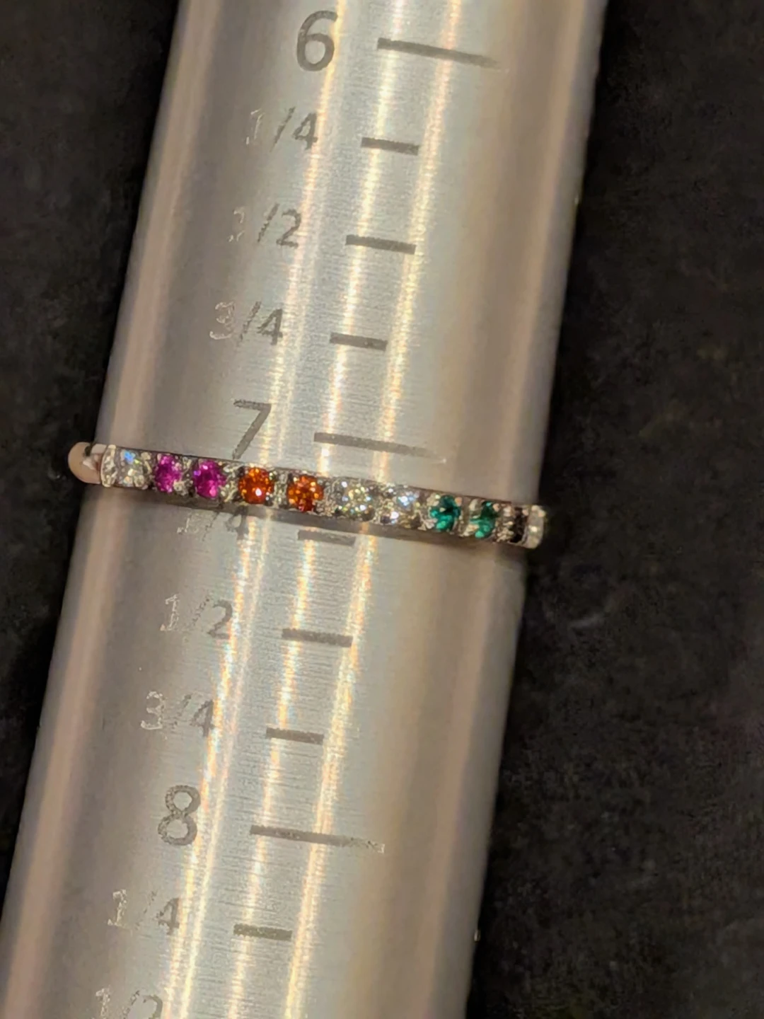 Size 7 Dainty Ring with Multicoloured Stones - photo 3