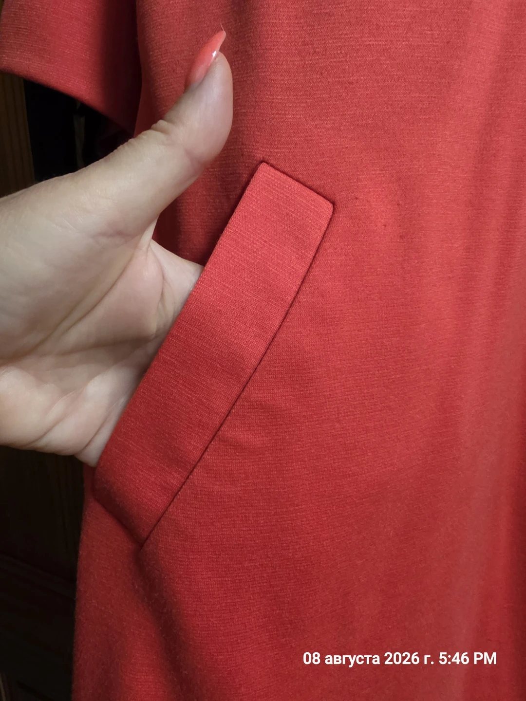 Women's Red Dress with Black Ribbon Details - photo 2