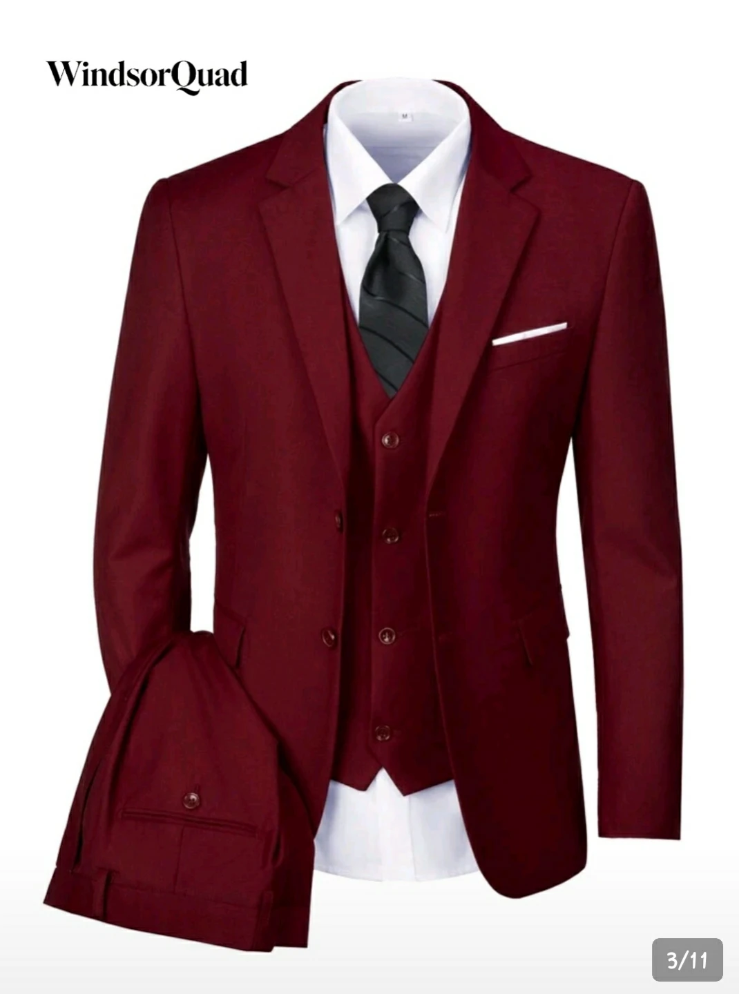 WindsorQuad Men's Suit - Burgundy 3-Piece