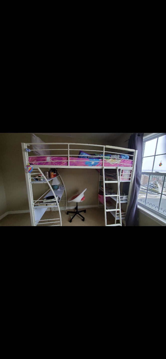 White Loft Bed with Desk - photo 2