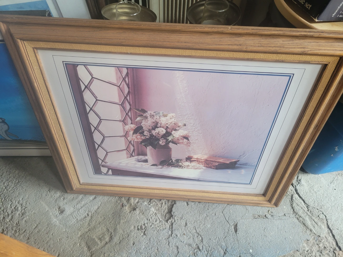 Wood framed picture no glass