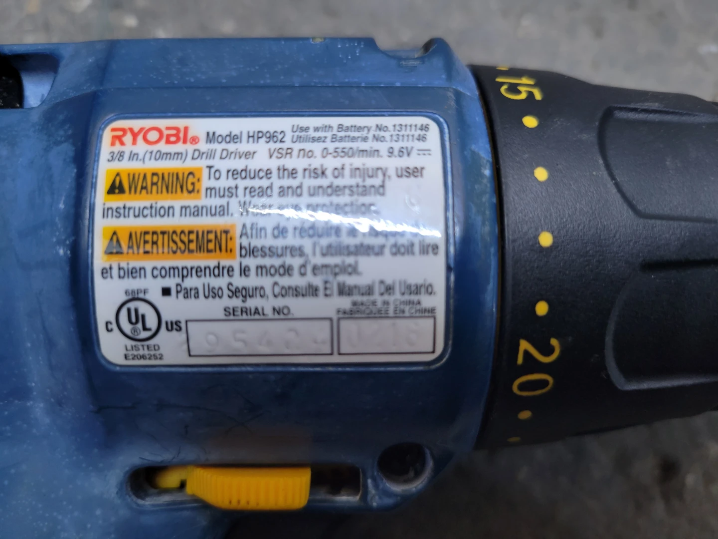 (TOOL ONLY!!) Ryobi 9.6V Cordless Drill Driver HP962 - photo 3