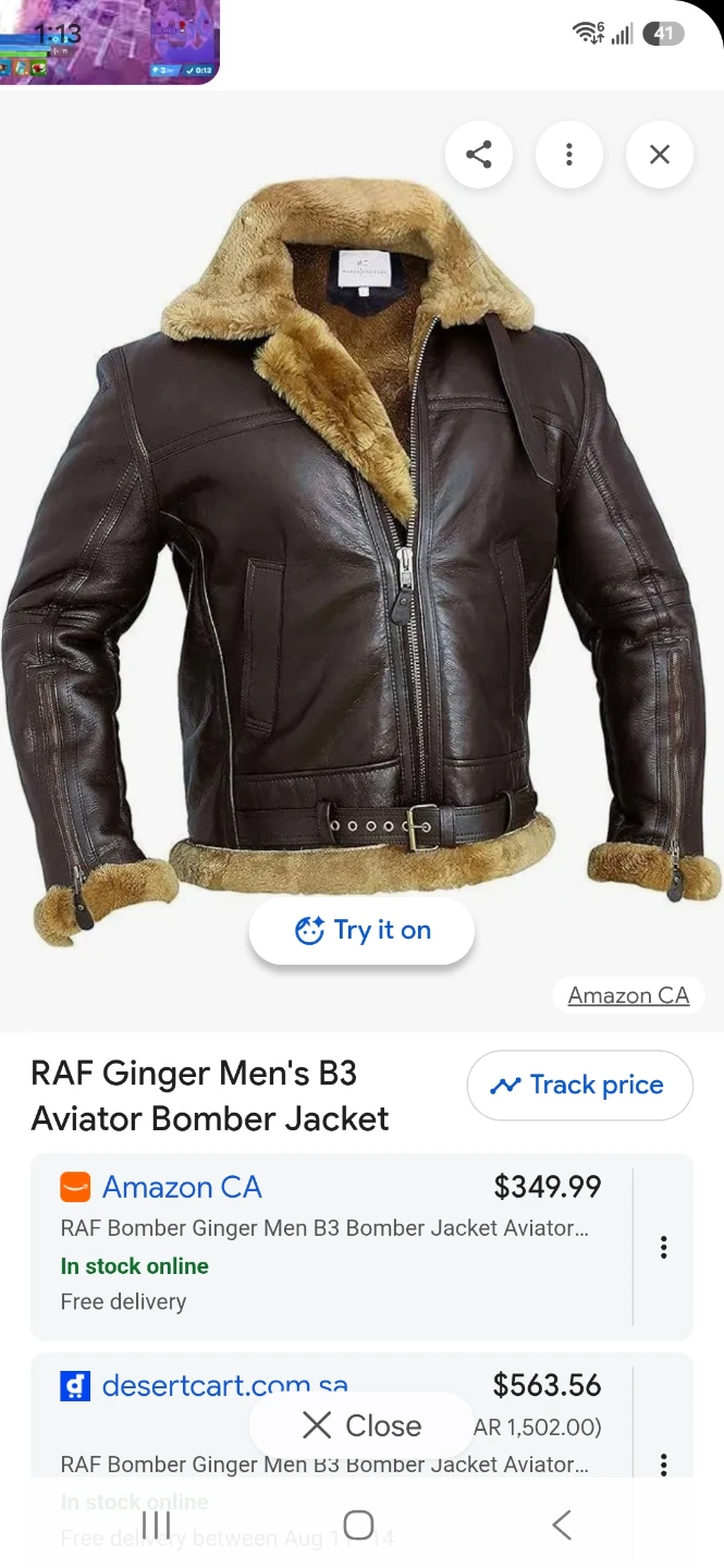 RAF Bomber Ginger Men B3 Bomber Jacket