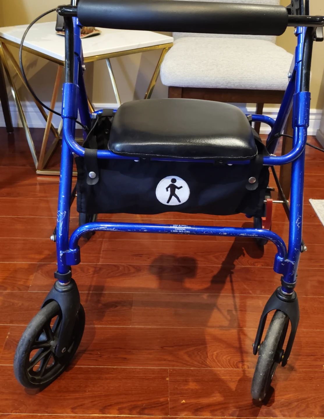 Blue 4-Wheel Walker with Seat and Bag - photo 2