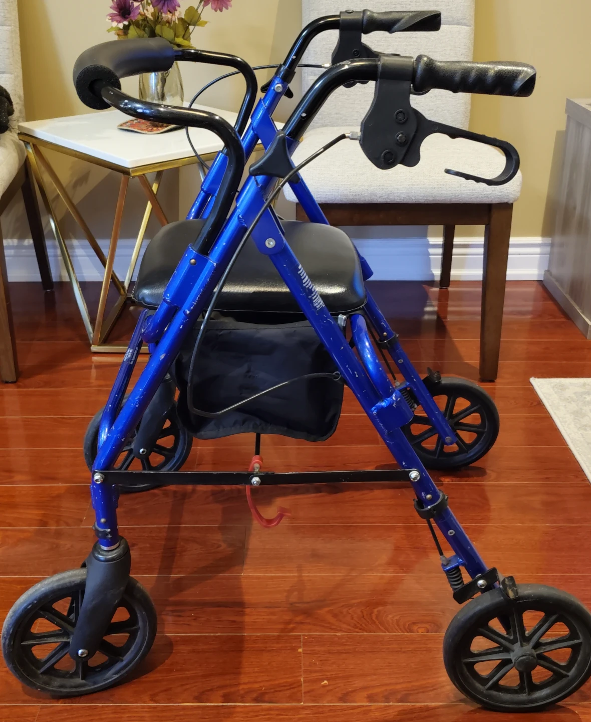 Blue 4-Wheel Walker with Seat and Bag - photo 3