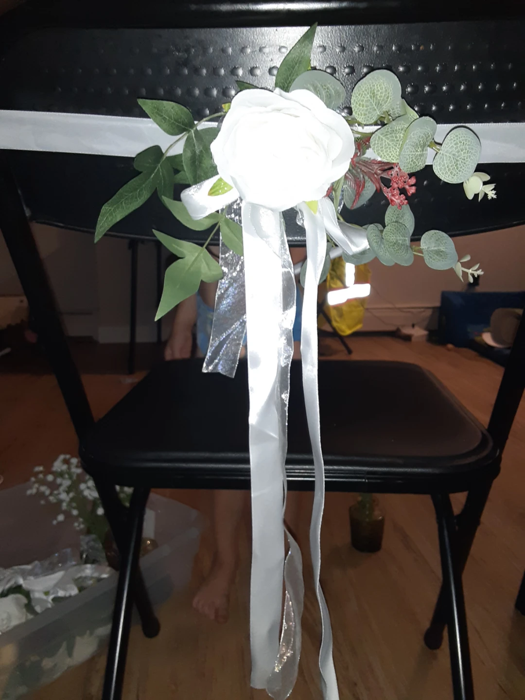 White Rose & Eucalyptus Chair Decor