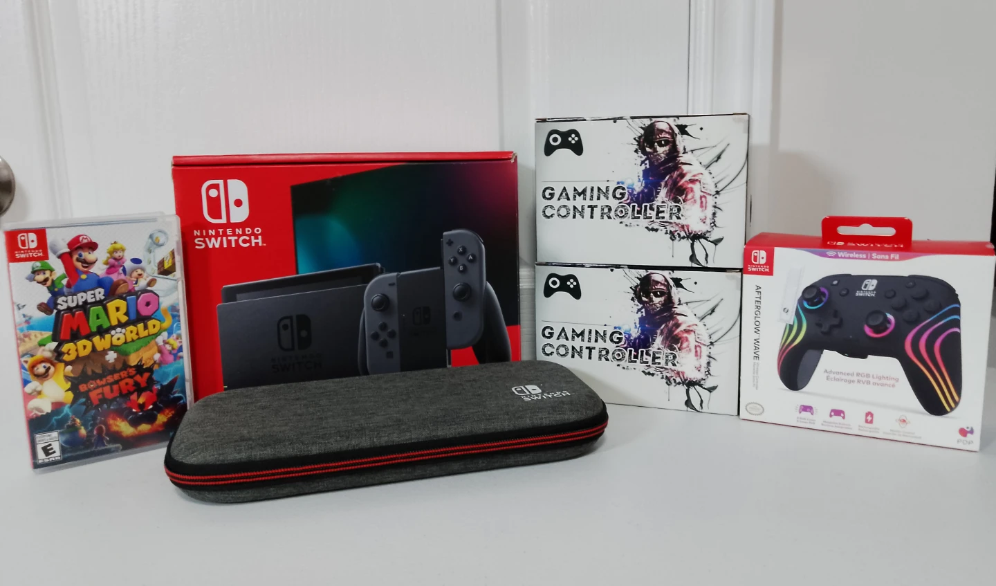 Nintendo Switch with Mario 3D World & Controllers