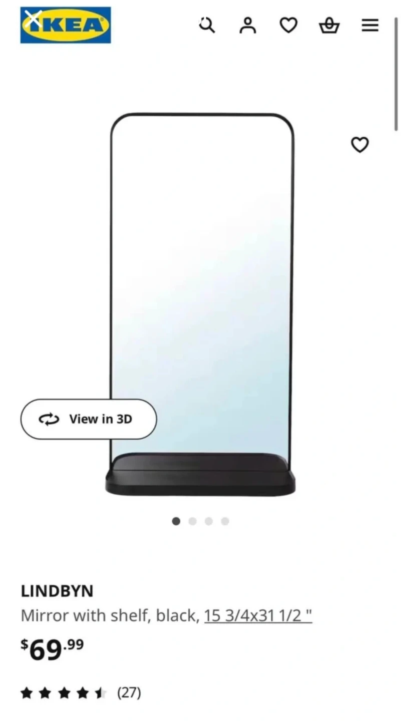 IKEA LINDBYN Mirror with Shelf Black - photo 3