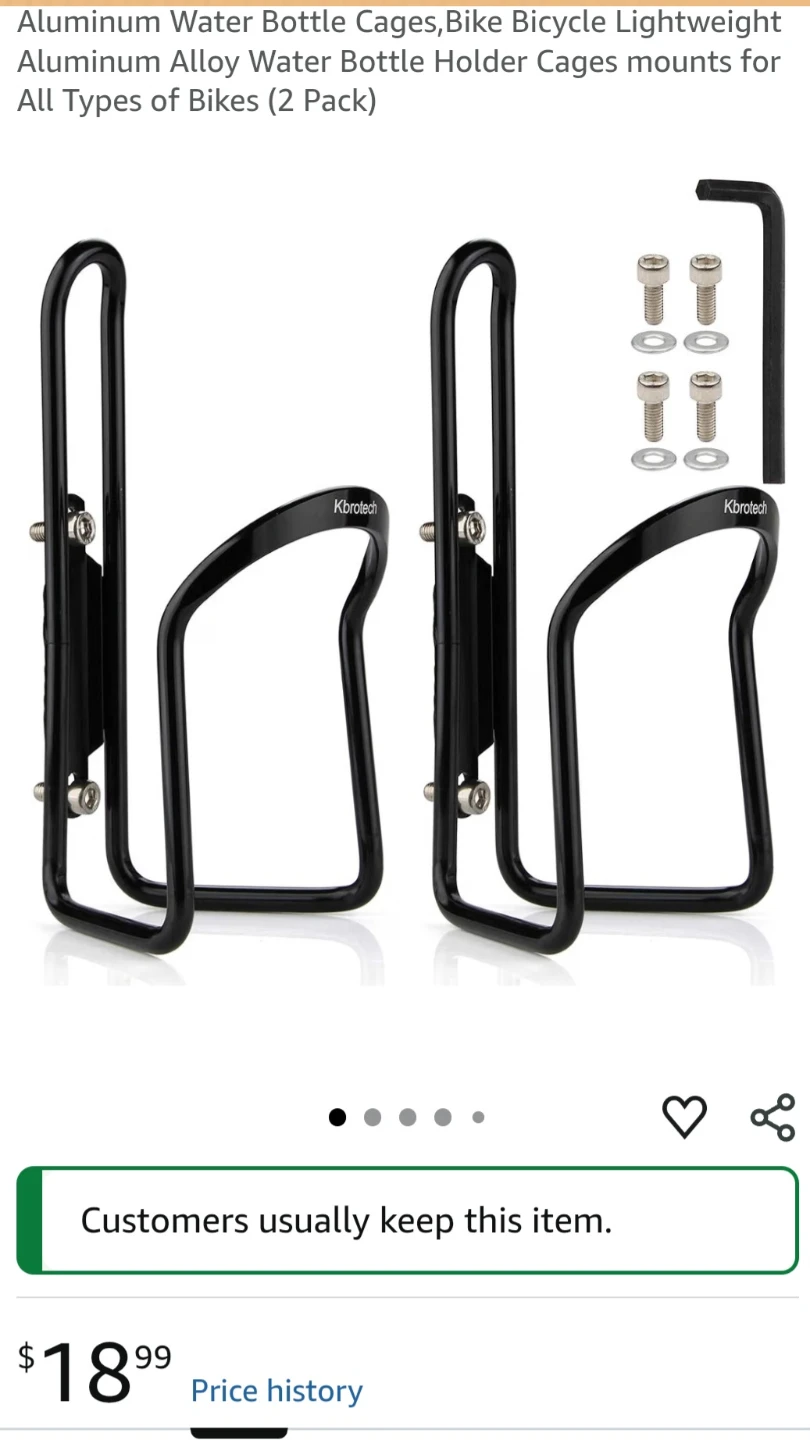 Kbrotech Aluminum Water Bottle Cages for Bikes (2 Pack)