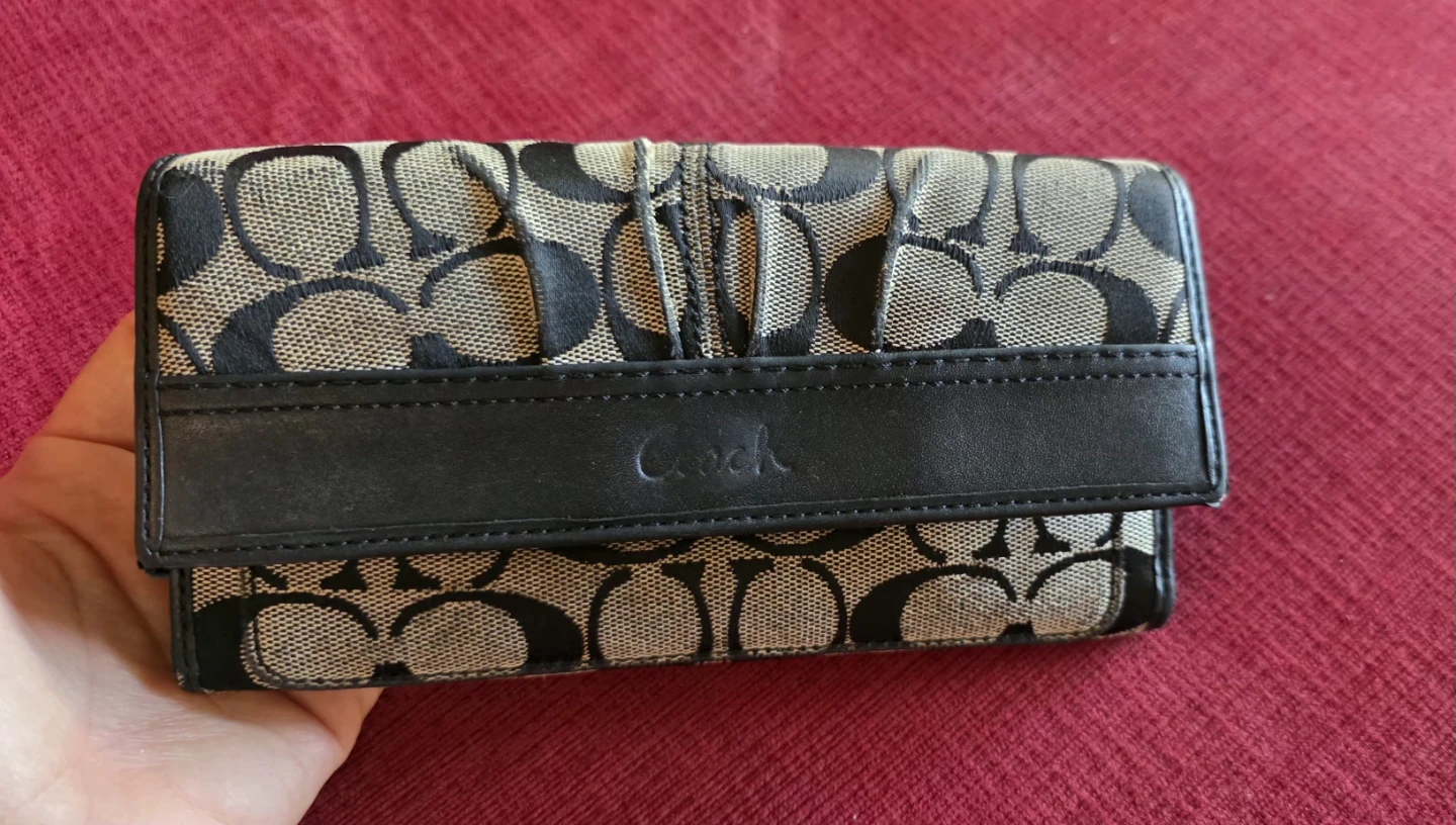 Coach Signature Monogram Trifold Wallet