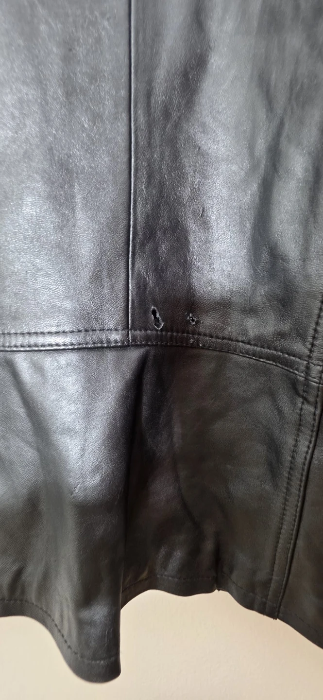 Black Leather Jacket with Purple Lining - photo 5