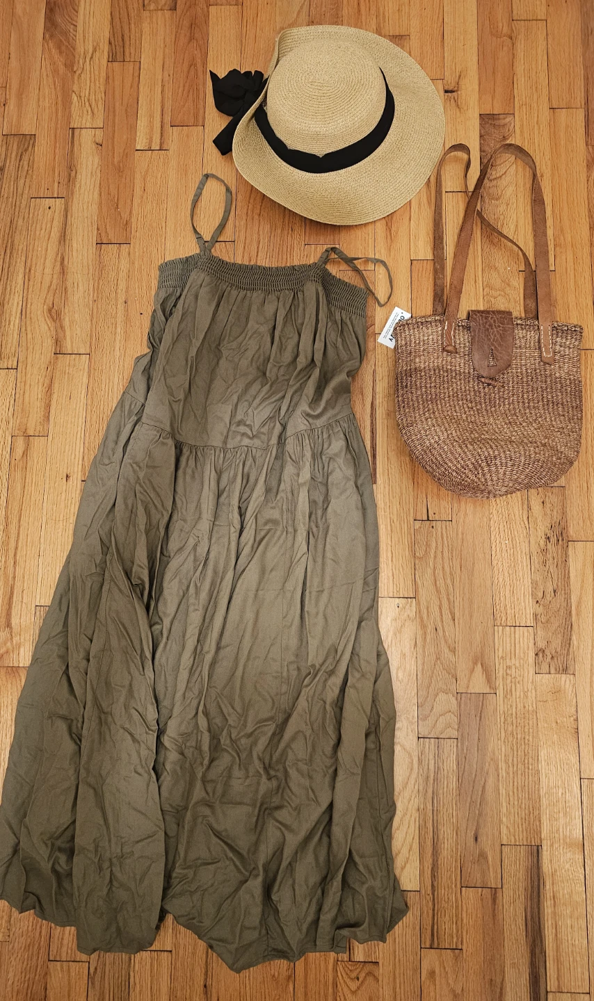 Old Navy Smocked Maxi Dress - Olive Green - Size M