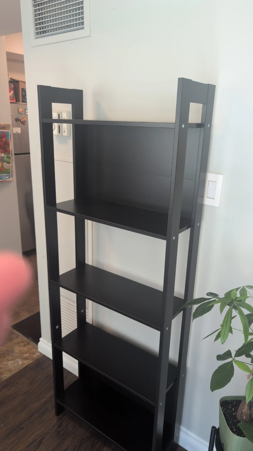 Black 5-Shelf Ladder Bookshelf