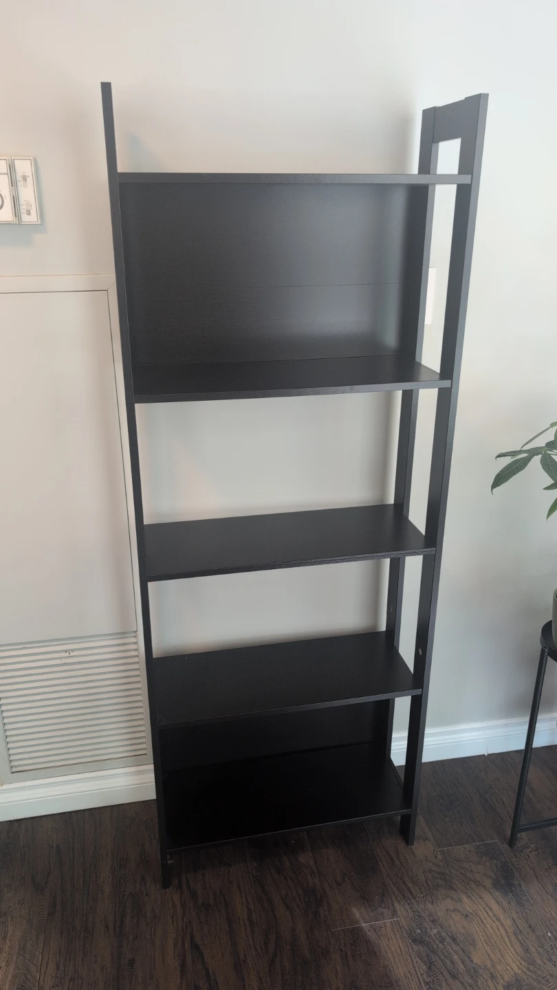 Black 5-Shelf Ladder Bookshelf - photo 2