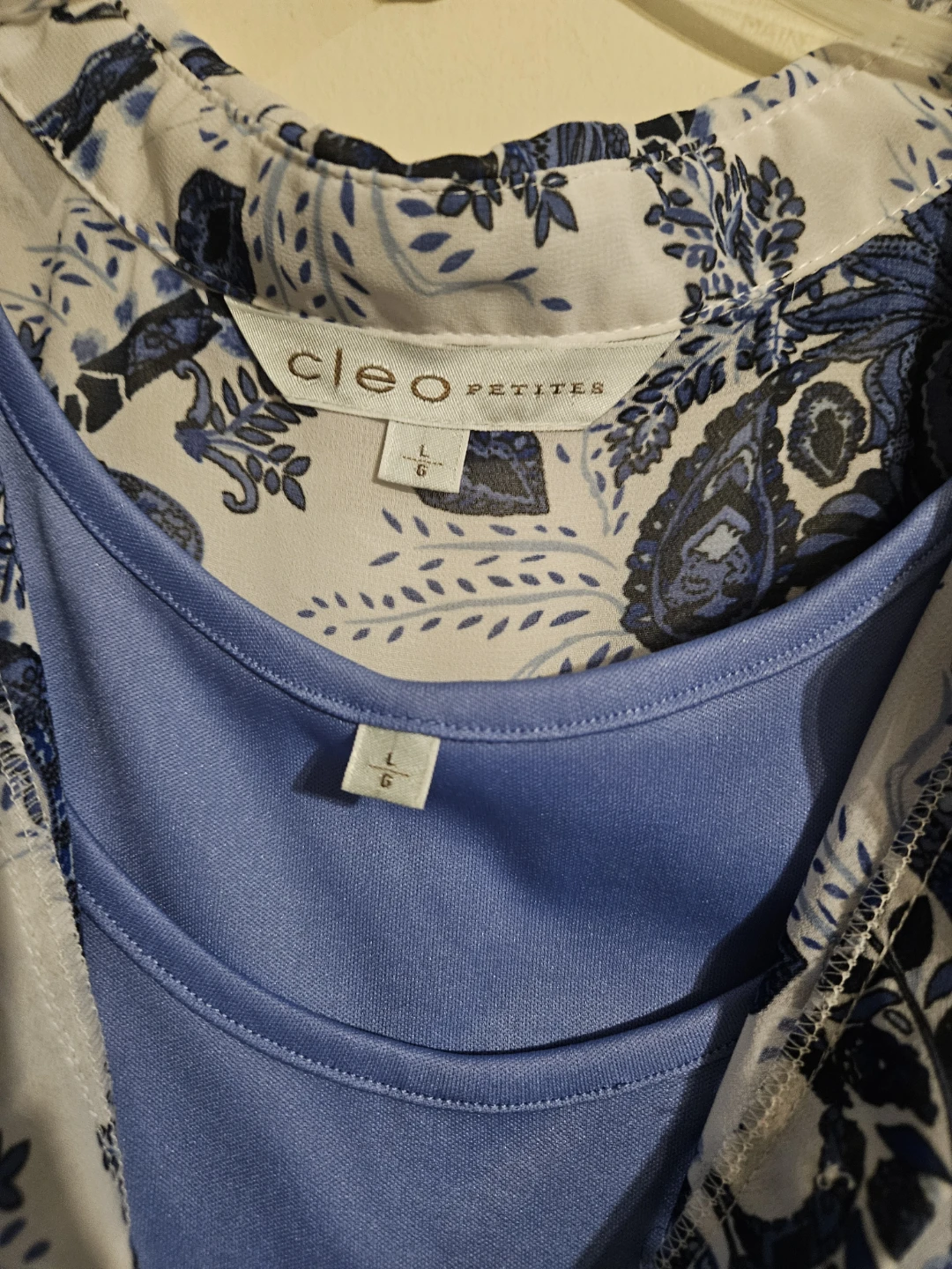 Cleo Petites Blue & White Paisley Sleeveless Blouse