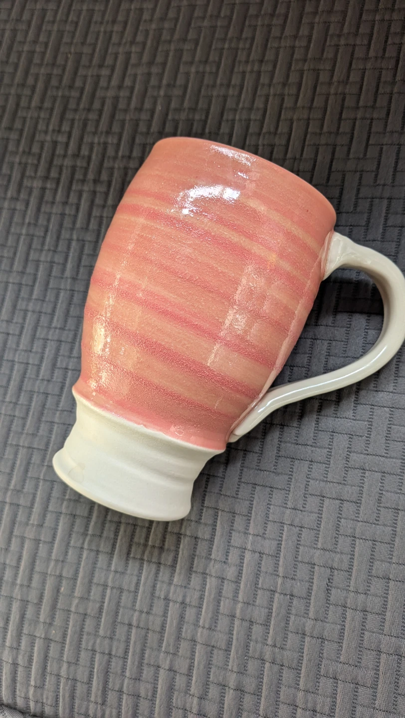 Handmade Ceramic Mug - Pink Swirl Design