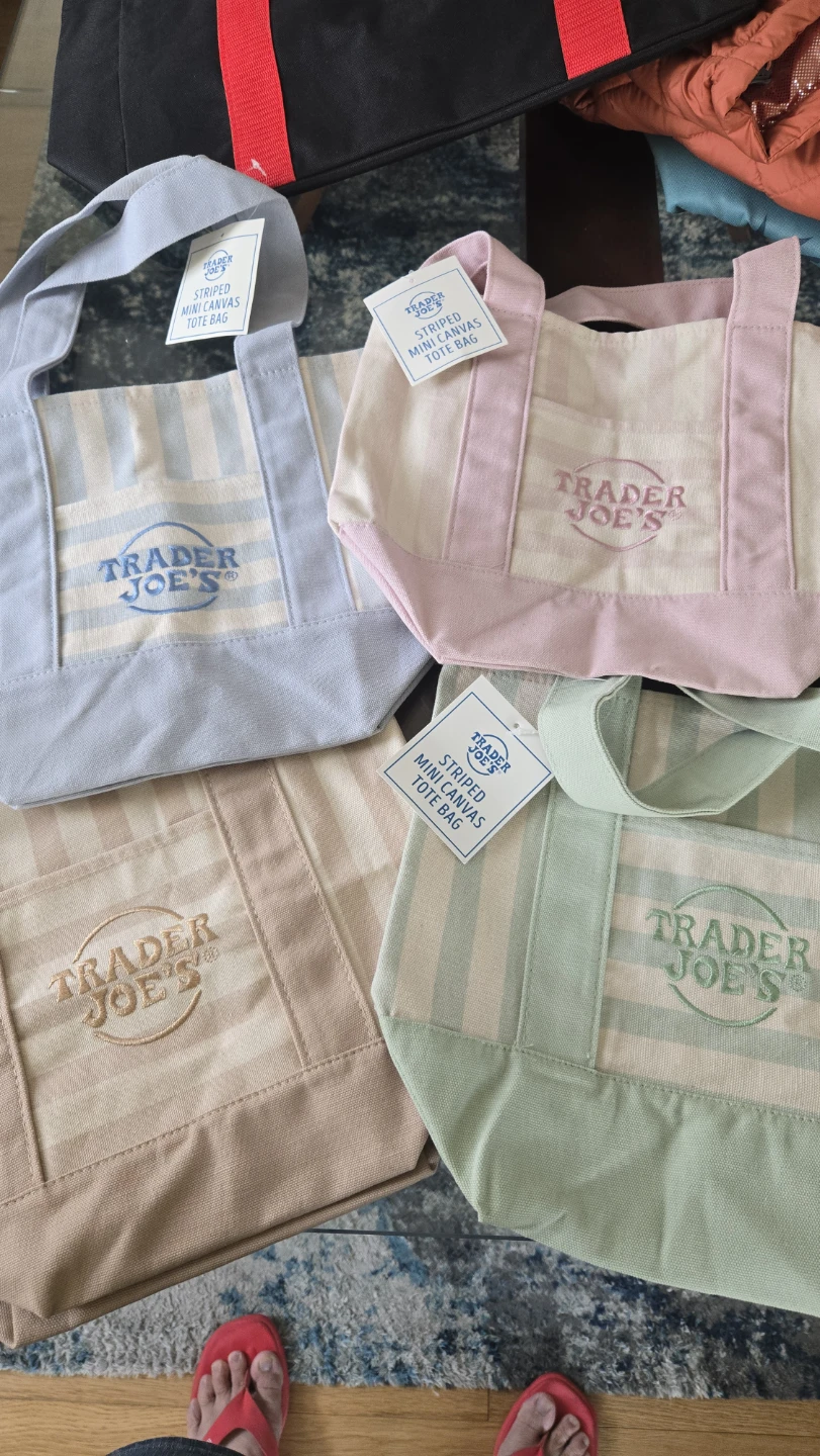 Trader Joe's Striped Mini Canvas Tote Bags (Set of 4) - photo 2