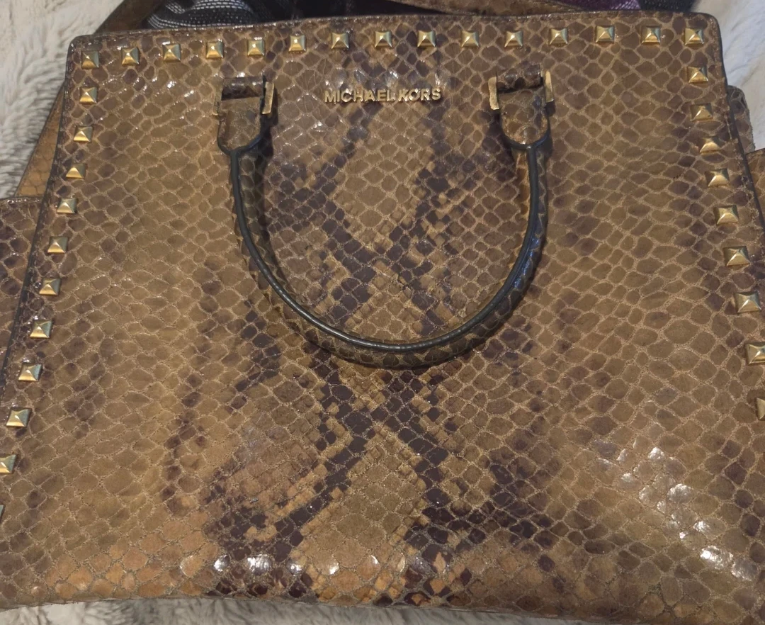 Michael Kors Snakeskin Studded Handbag