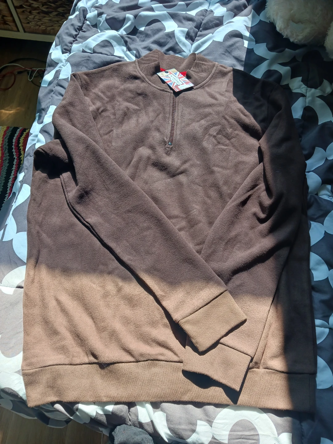 7 Downie St. London Couture Brown Quarter-Zip Sweatshirt