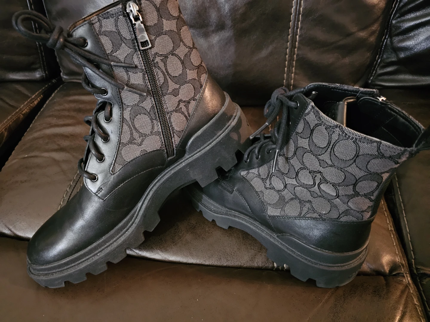 Men's Black Signature Combat Boots - photo 3