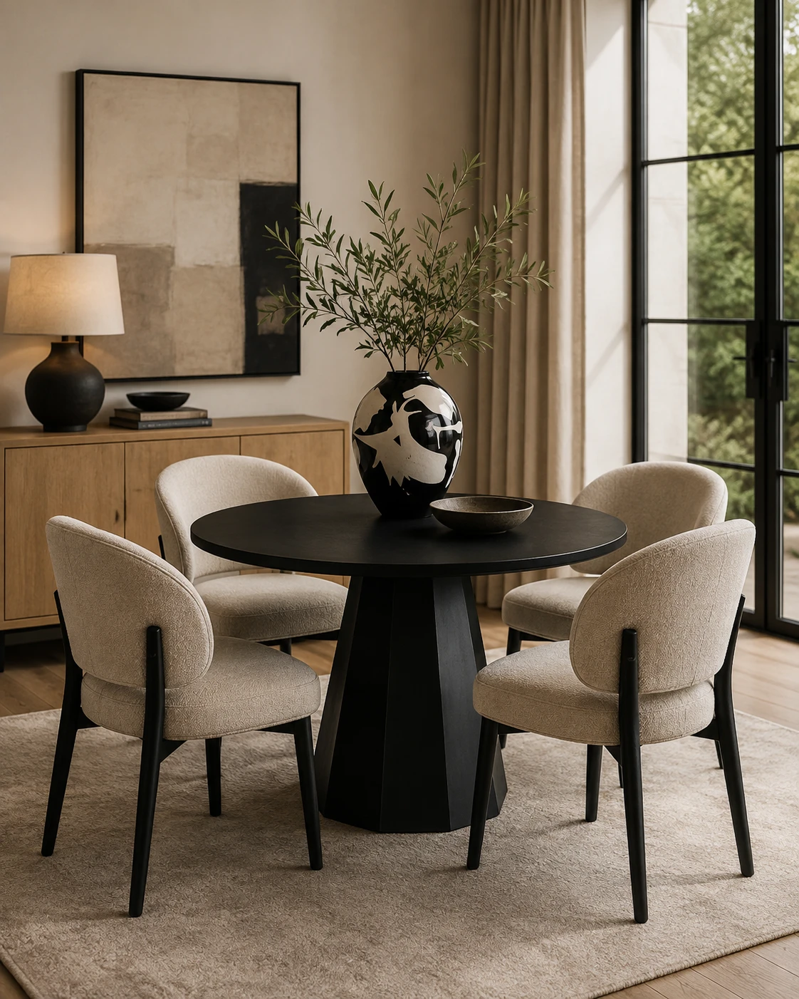 Black Round Pedestal Dining Table
