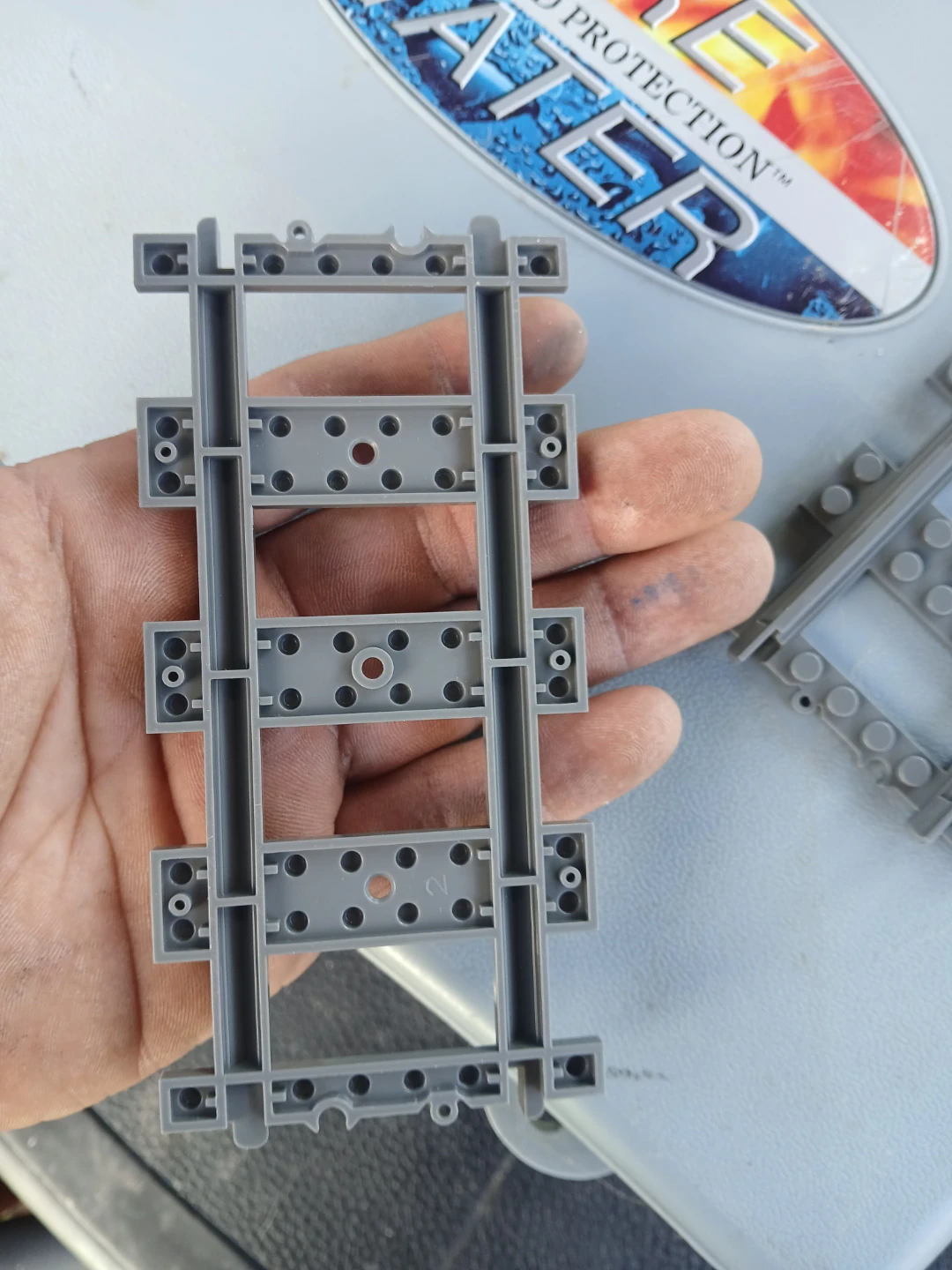 Gray straight building block toy train tracks - photo 2