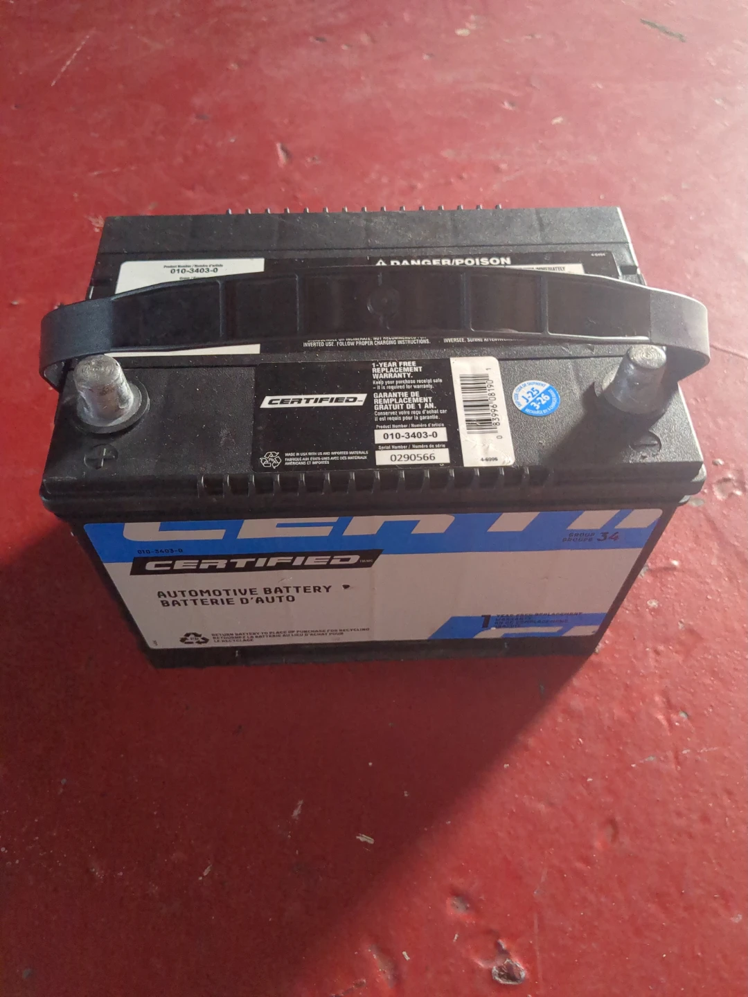 Certified Automotive Battery 010-3403-0 Group 34 - photo 2