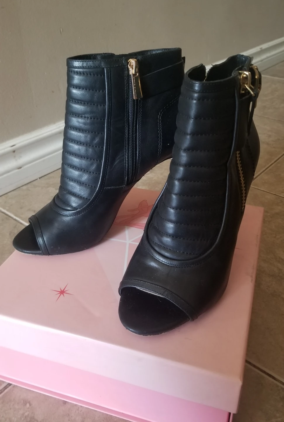Vince Camuto Black Peep-Toe Ankle Booties - photo 2