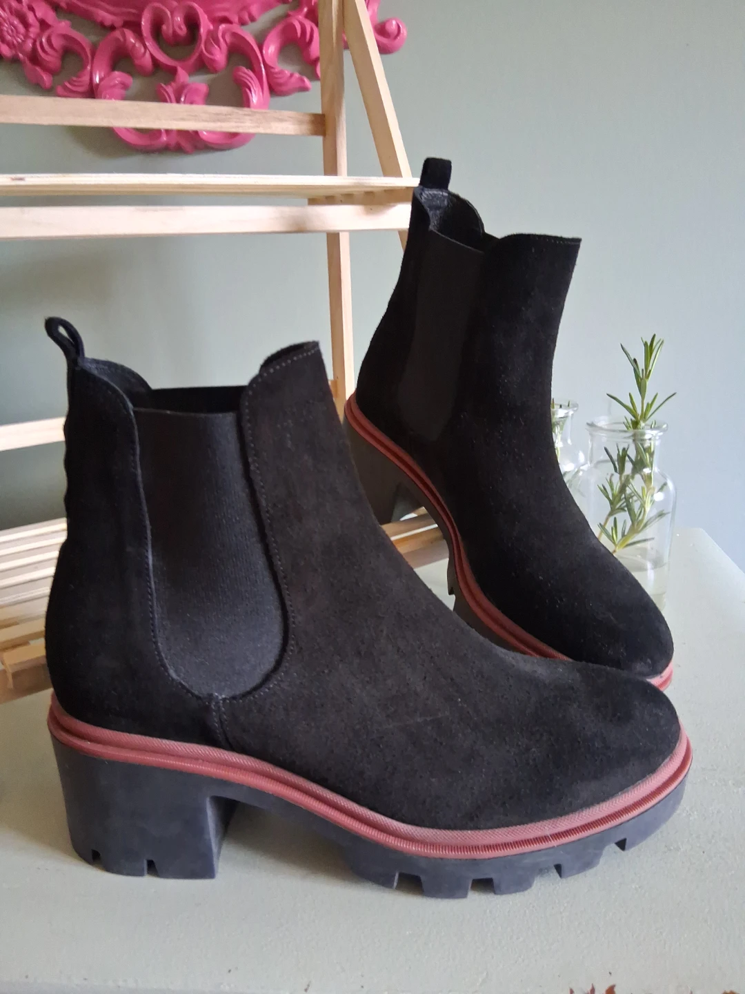 Antonio de Faria Black Suede Chelsea Boots Size 9