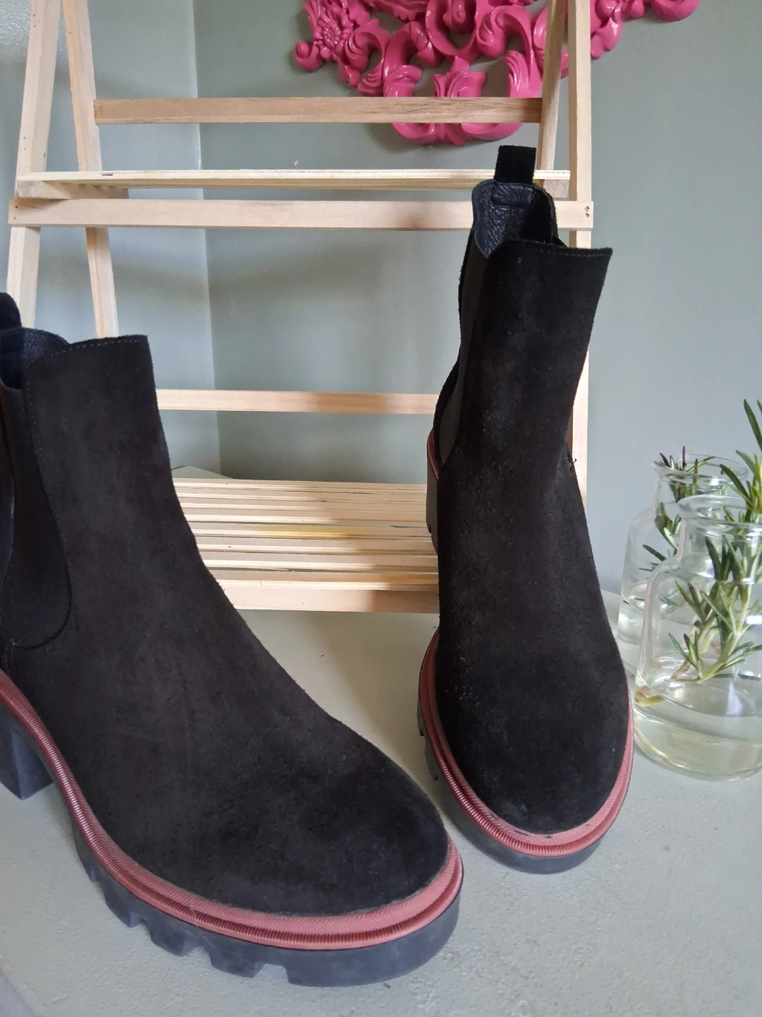 Antonio de Faria Black Suede Chelsea Boots Size 9 - photo 2