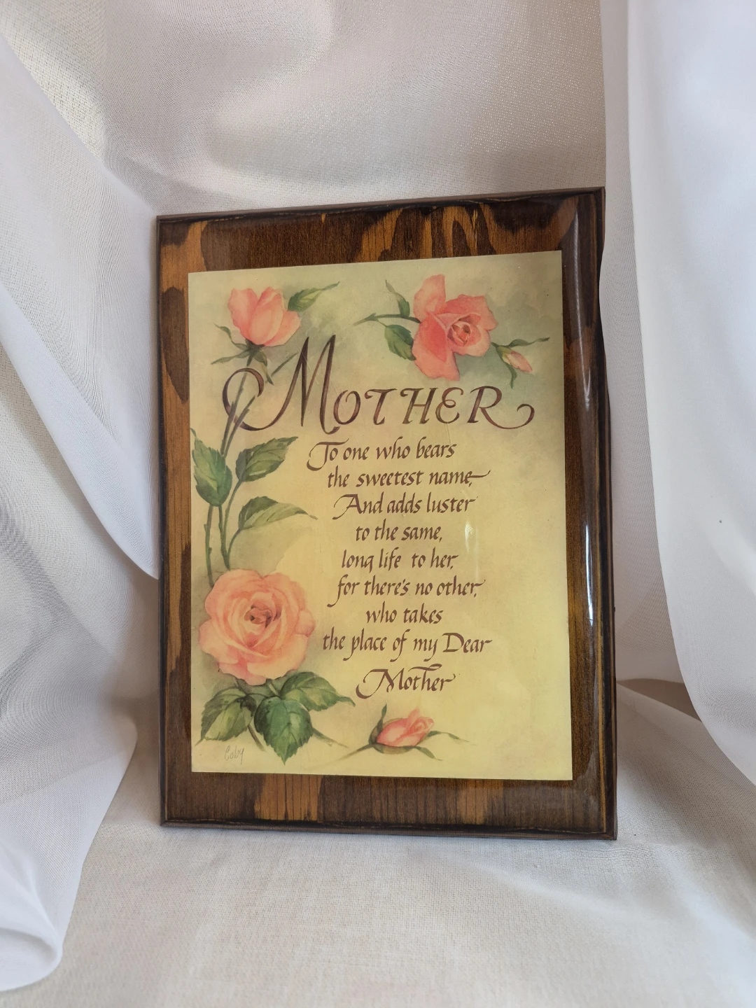 Vintage 9" x 6 1/2" Wooden Sentimental Mother Plaque